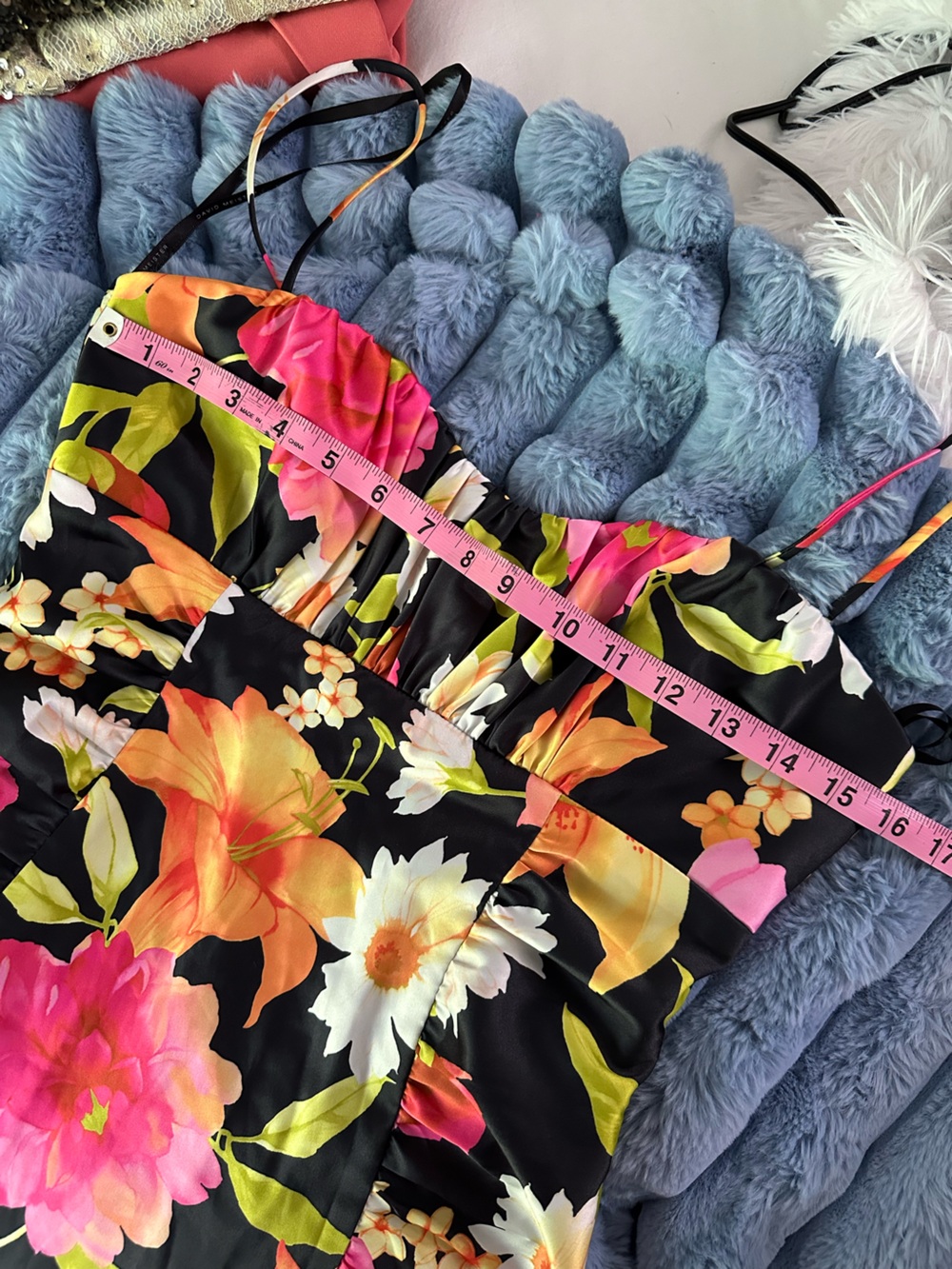 David Meister Floral Spaghetti Strap Mini Dress - Picture 5 of 10